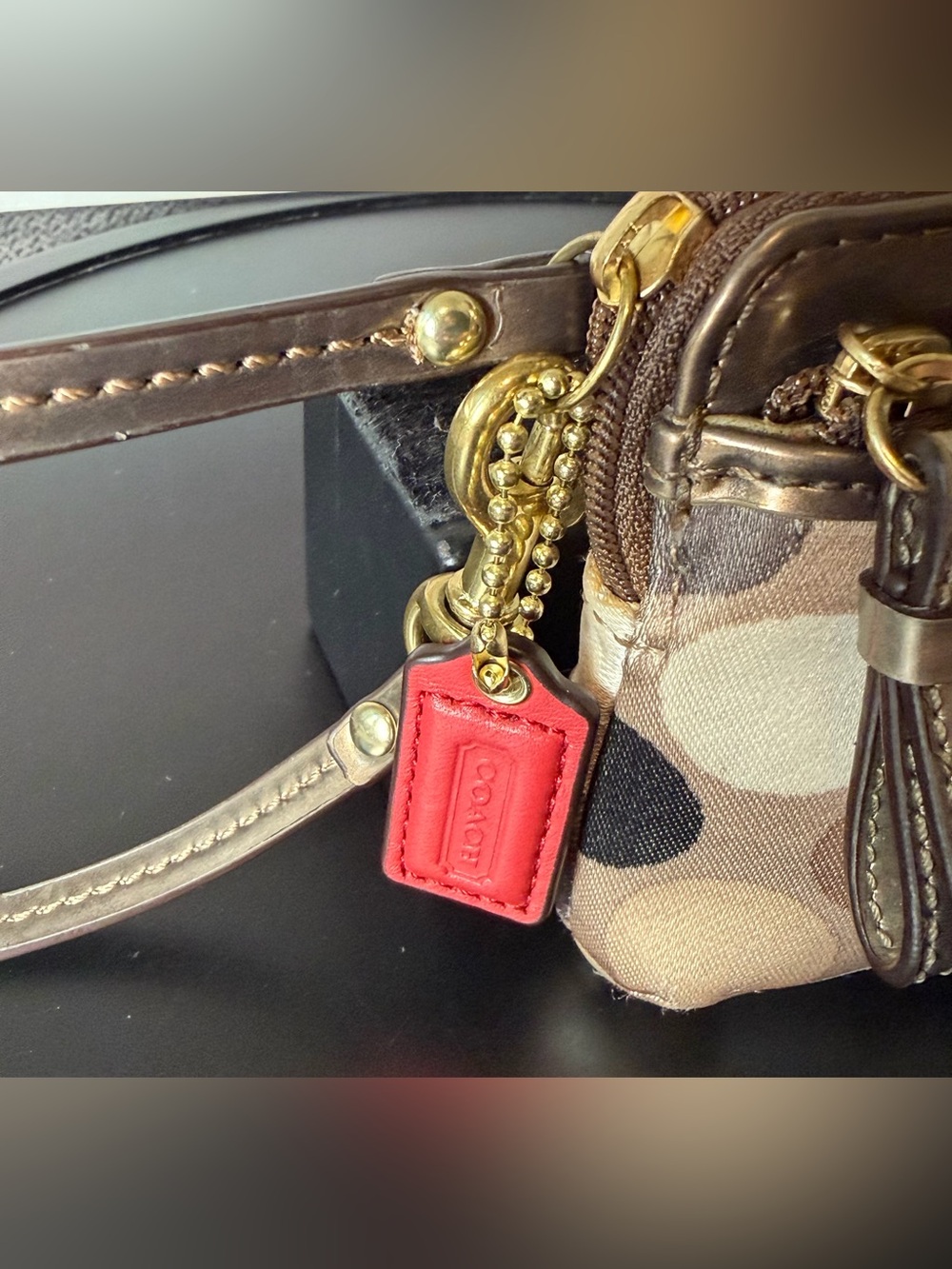 Coach Poppy Watercolor Polka Dot Double Zip Wristlet Style F49943 - Picture 9 of 9